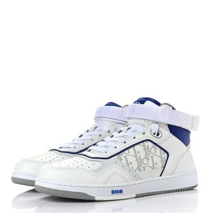 Christian Dior Smooth Calfskin Oblique Galaxy Perforated Mens B27 Mid Top Sneakers 41 White Blue 3 of 10