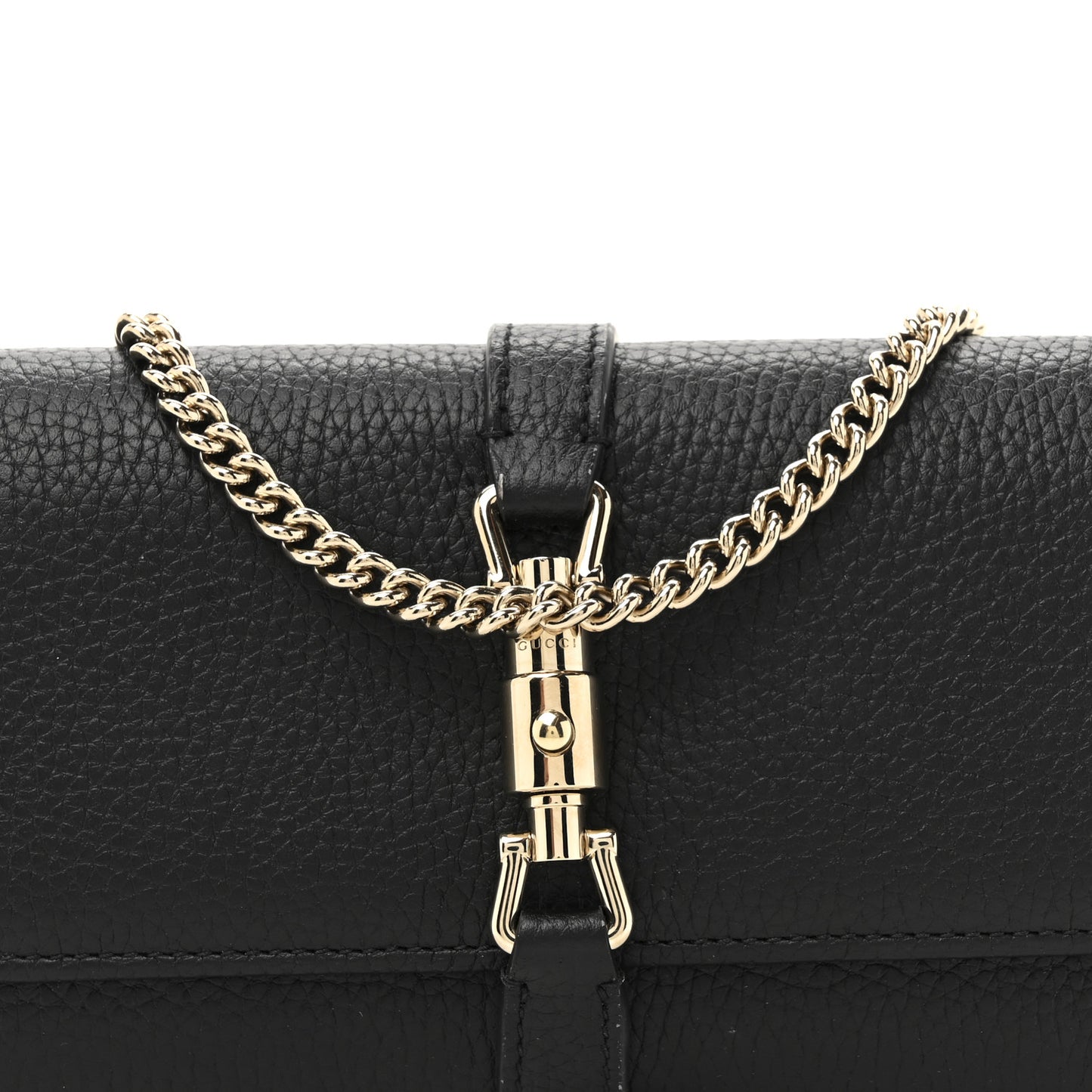 Pebbled Calfskin Jackie 1961 Chain Wallet Black Black
