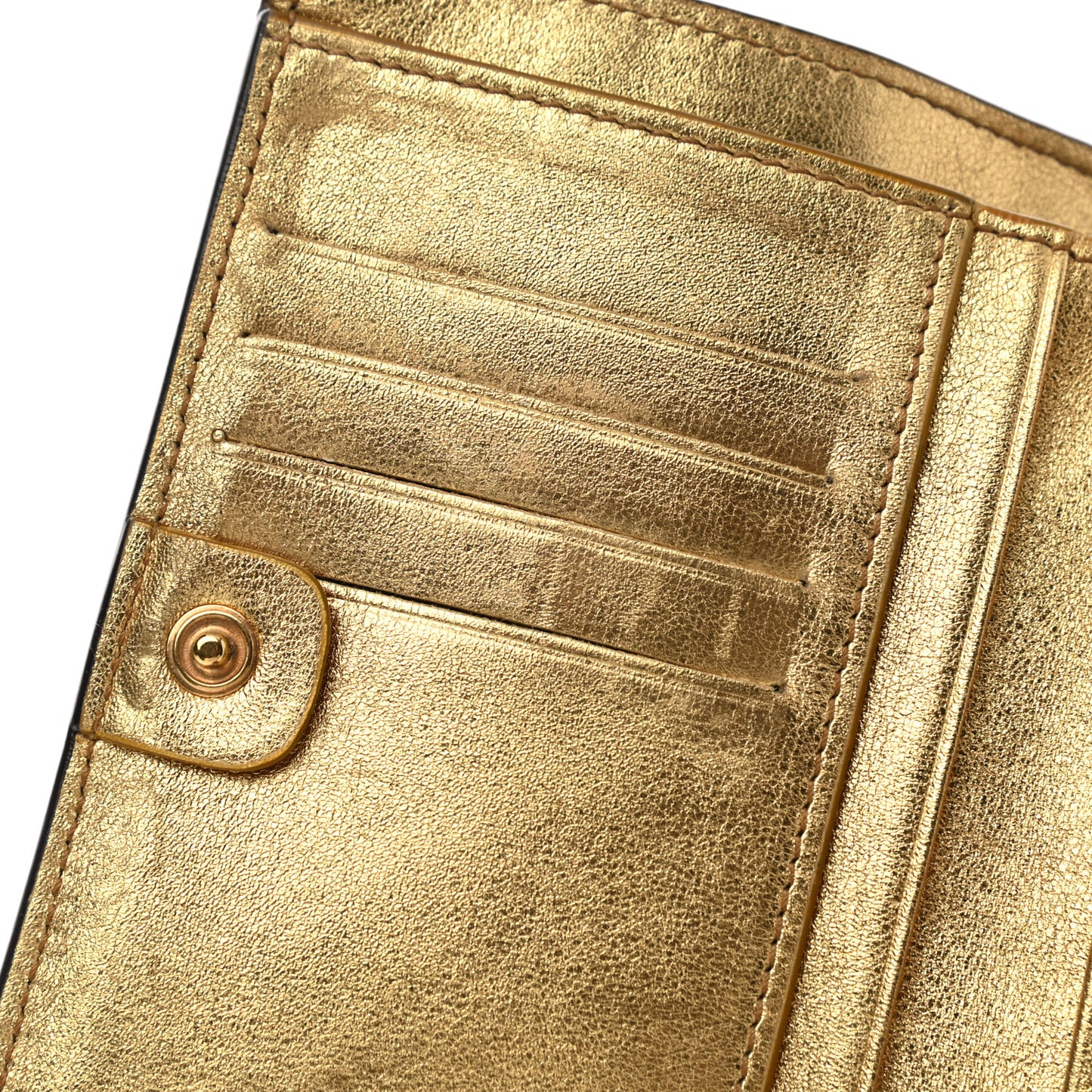 Vitello Catalan Mirror FF 1974 Embossed Medium Wallet Gold