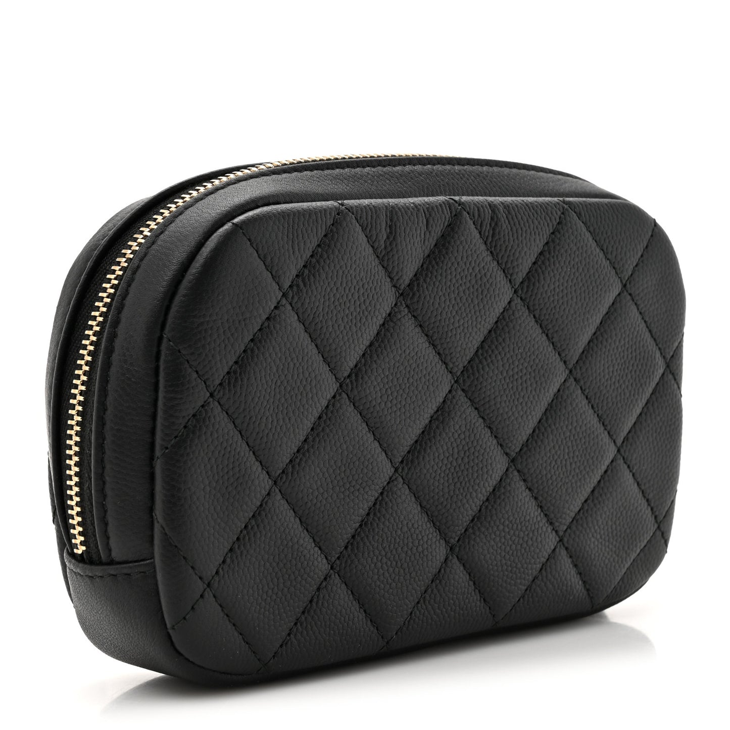 Caviar Quilted Small Curvy Pouch Cosmetic Case Black