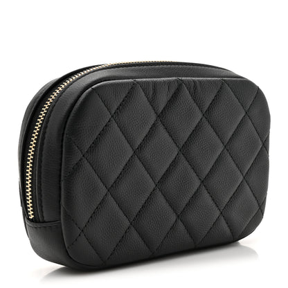 Chanel Caviar Quilted Small Curvy Pouch Cosmetic Case Black 3 of 8