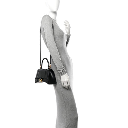 Balenciaga Shiny Box Calfskin Small Hourglass Top Handle Bag Black 2 of 12