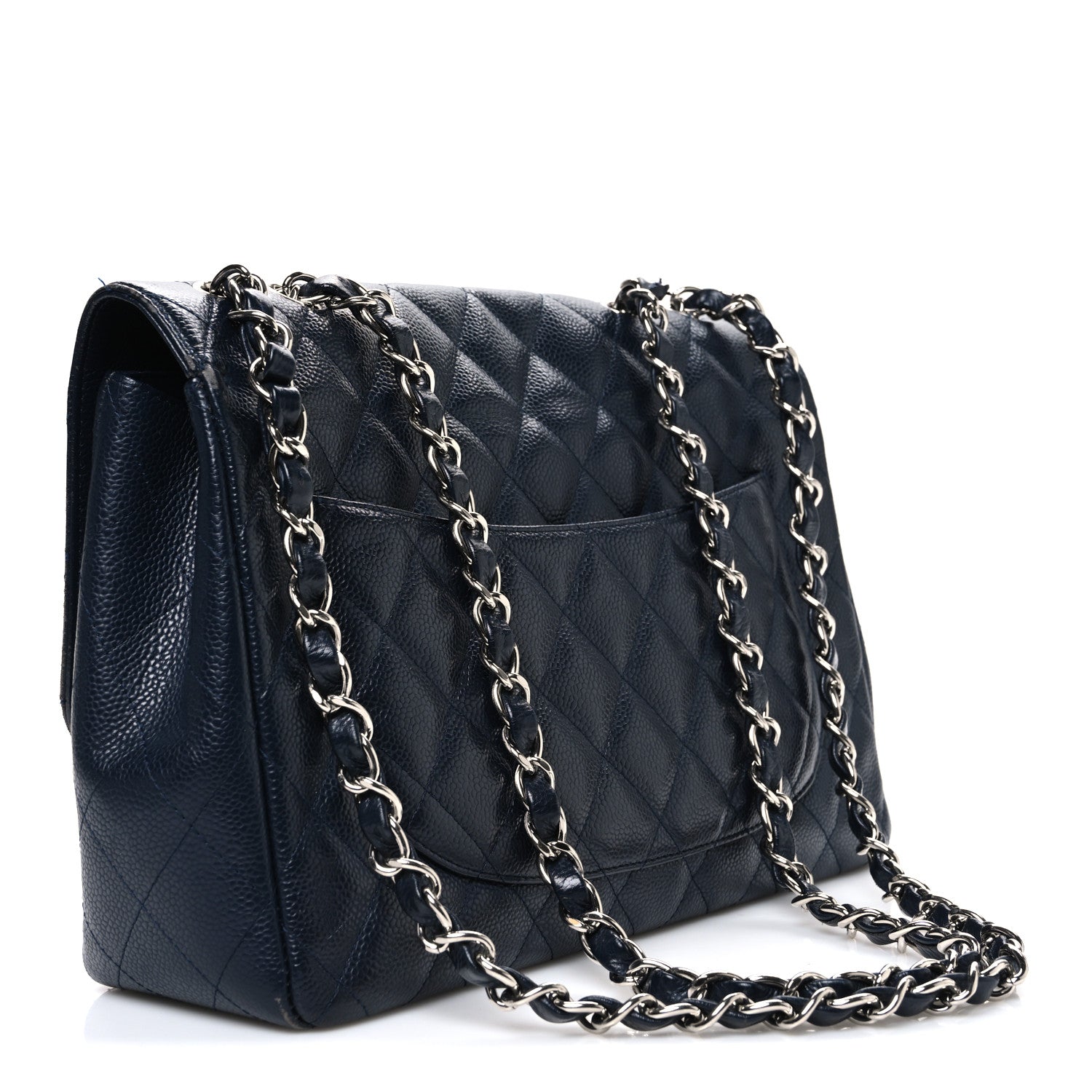 Chanel Caviar Quilted Jumbo Single Flap Navy 3 of 12