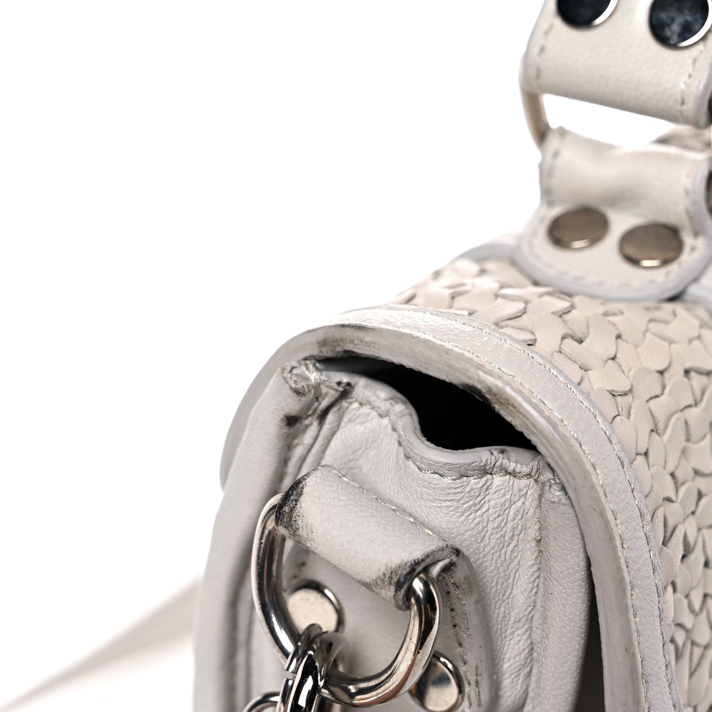 Lambskin Woven Tiny PS1 Satchel Ivory