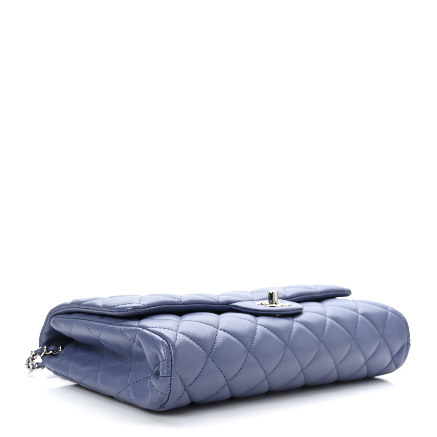 Lambskin Quilted Clutch with Chain Flap Purple