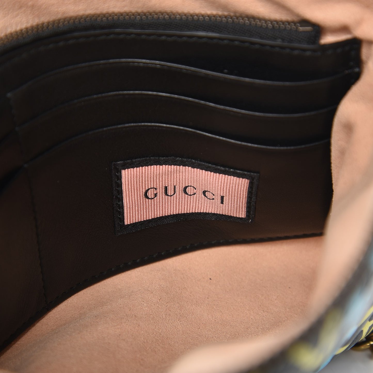 Calfskin Matelasse Printed Mini GucciGhost GG Marmont Chain Bag Black New Acquamarine