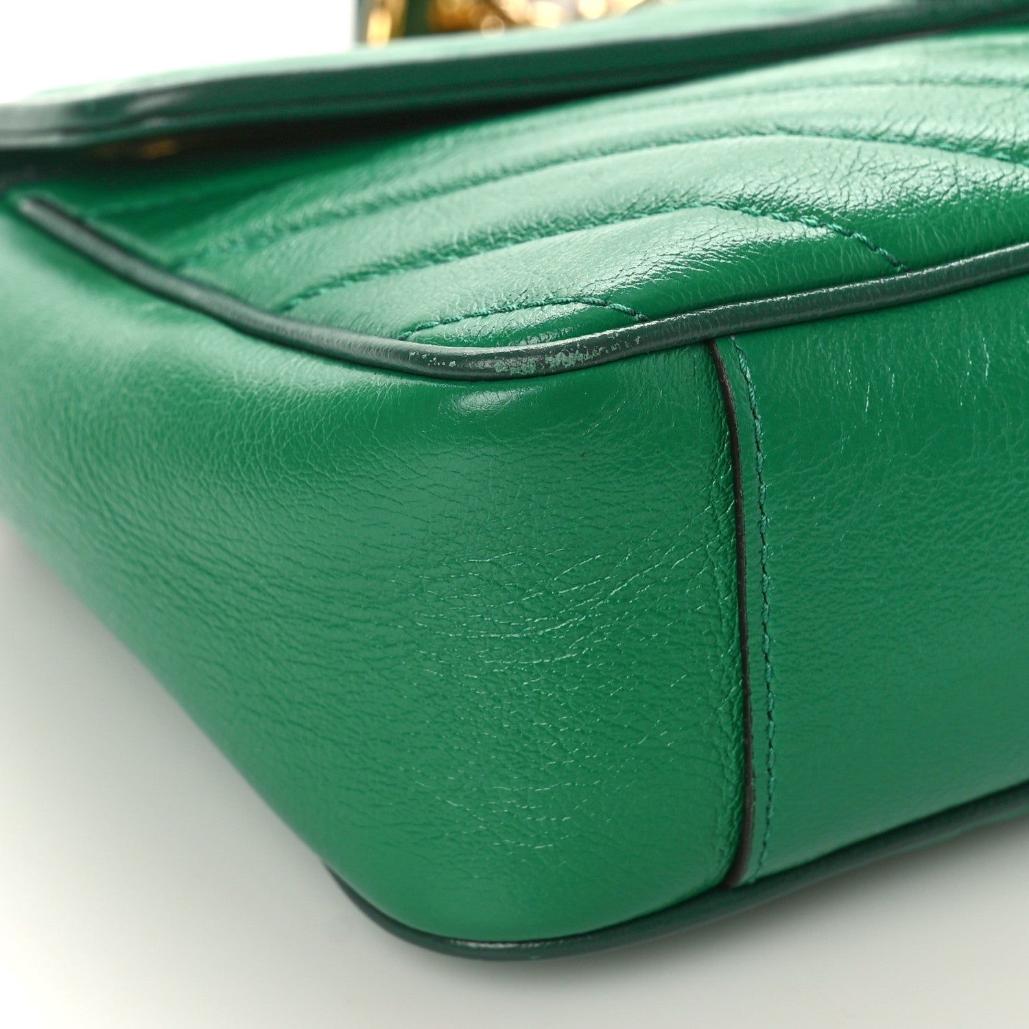 Gucci Azalea Calfskin Enamel Matelasse Diagonal Small Torchon GG Marmont Shoulder Bag New Shamarock Emerald 8 of 10