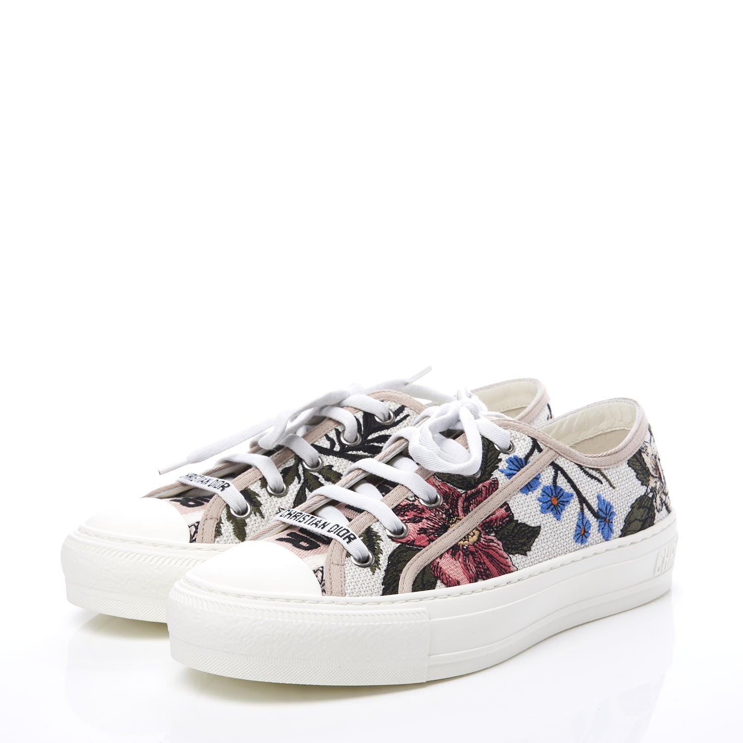 Christian Dior Canvas Rosa Mutabilis Embroidered Womens Walk'N'Dior Low Top Sneakers 36.5 Multicolor 2 of 11