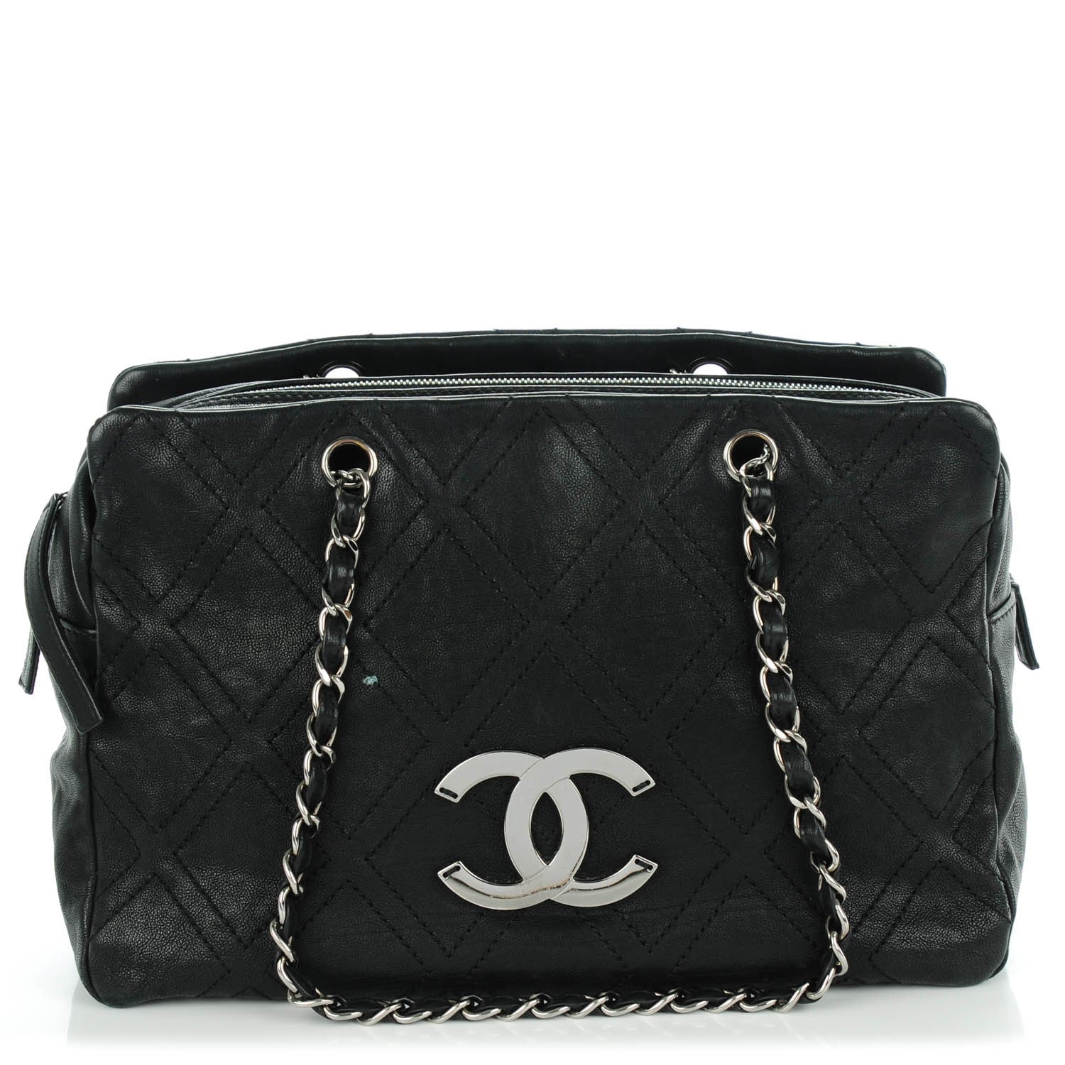 Chanel Calfskin Large Diamond Stitch Tote Black 1 of 7