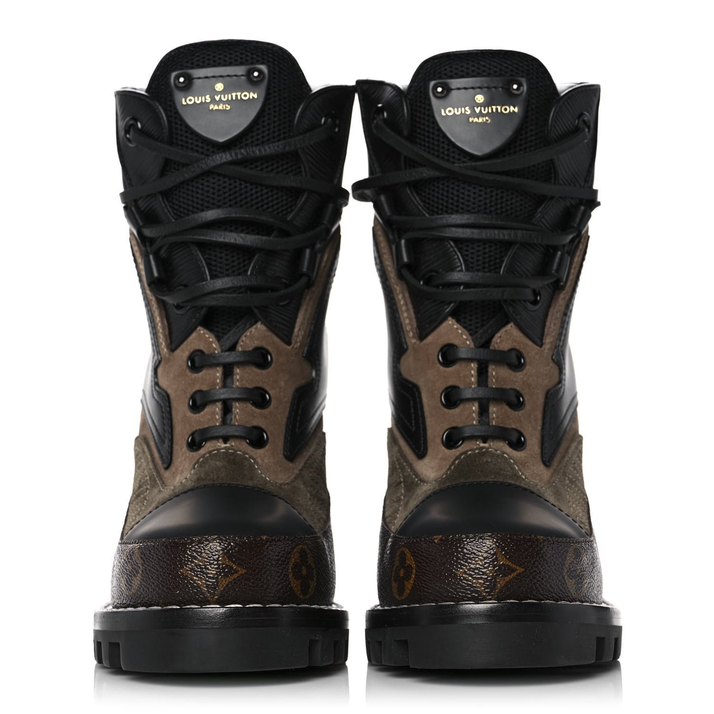 Suede Calfskin Monogram Star Trail Ankle Boots 38 Khaki