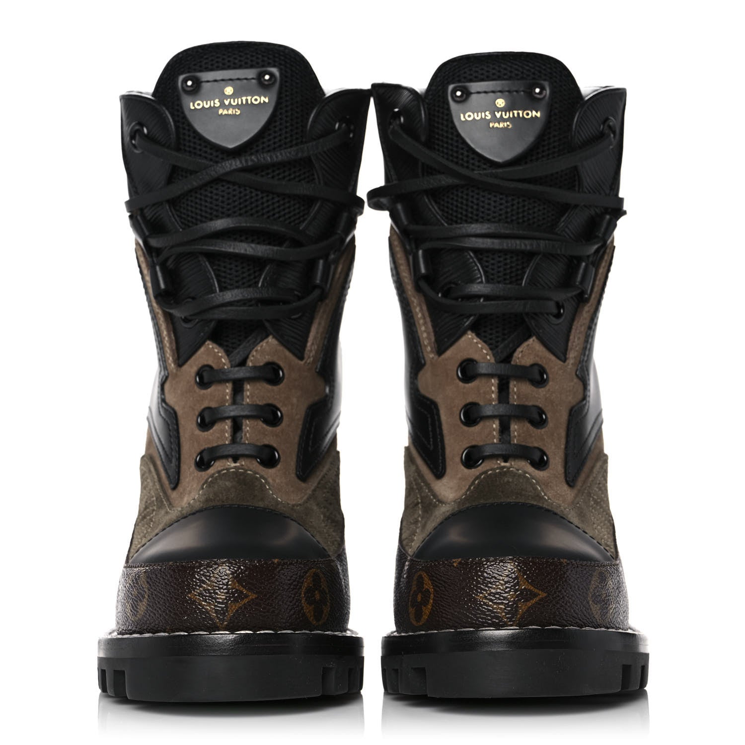 Louis Vuitton Suede Calfskin Monogram Star Trail Ankle Boots 38 Khaki 2 of 9