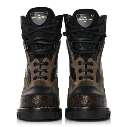 Louis Vuitton Suede Calfskin Monogram Star Trail Ankle Boots 38 Khaki 2 of 9