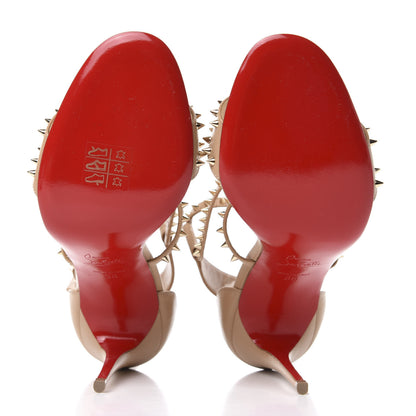 Christian Louboutin Kid Choca Spikes 100 Sandals 38 Nude Light Gold 6 of 10