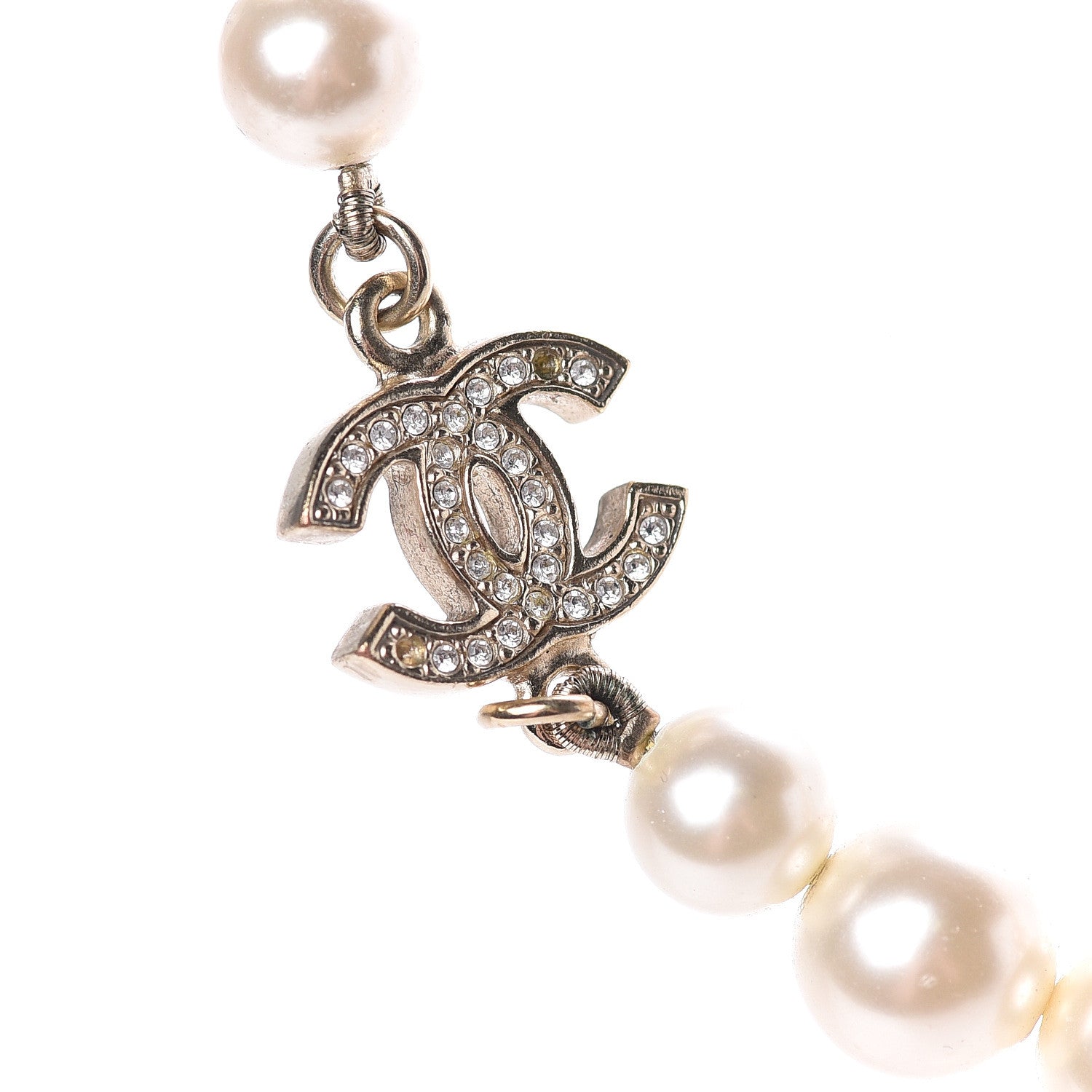 Chanel Pearl Crystal CC Short Necklace Gold 6 of 9