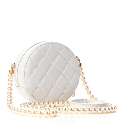 Chanel Calfskin Quilted About Pearls Round Clutch With Chain White 2 of 4
