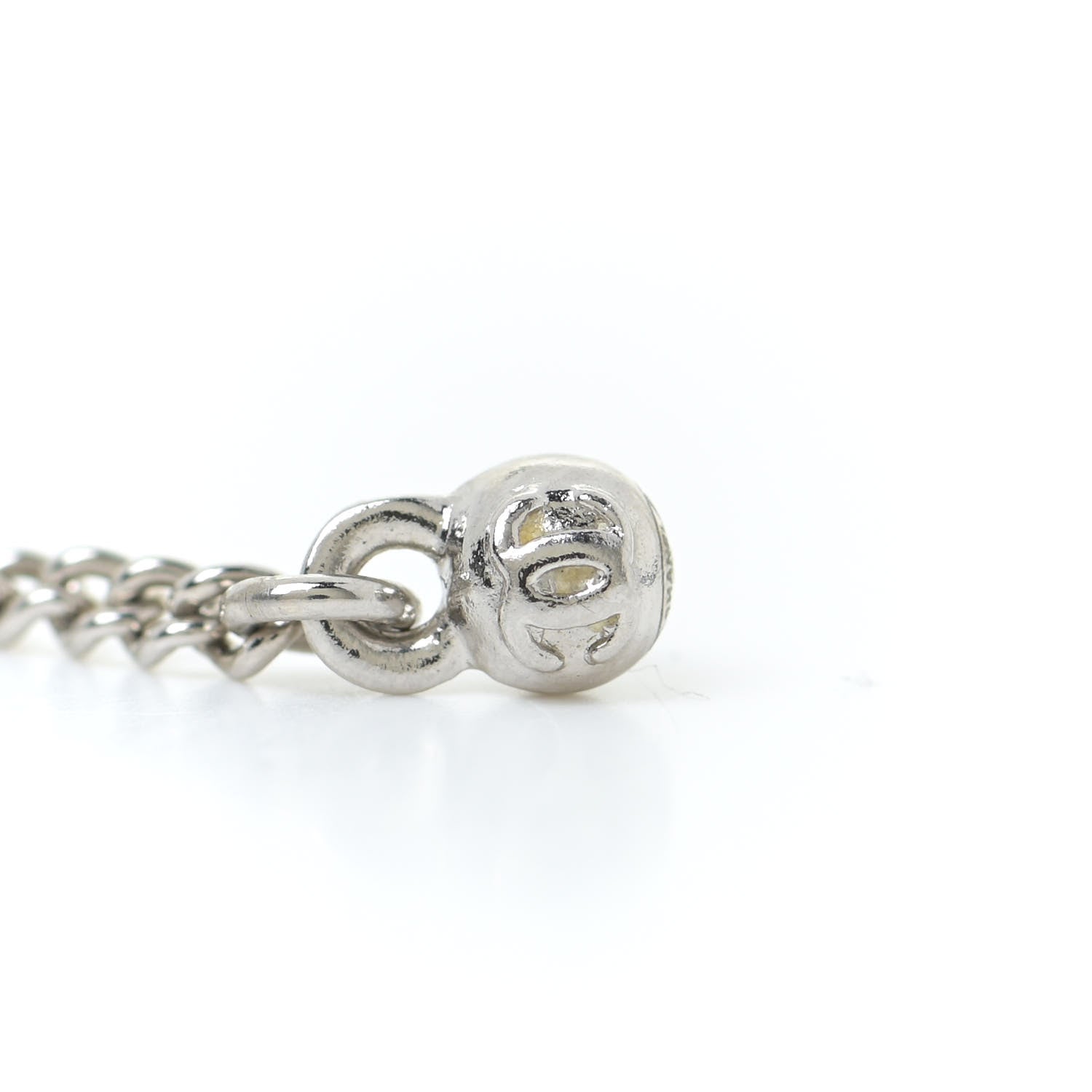 Chanel Baguette Crystal CC Drop Earrings Silver 6 of 6