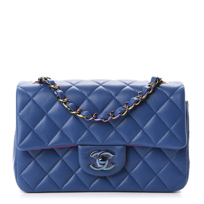 Chanel Lambskin Quilted Mini Rectangular Flap Blue Purple 1 of 11