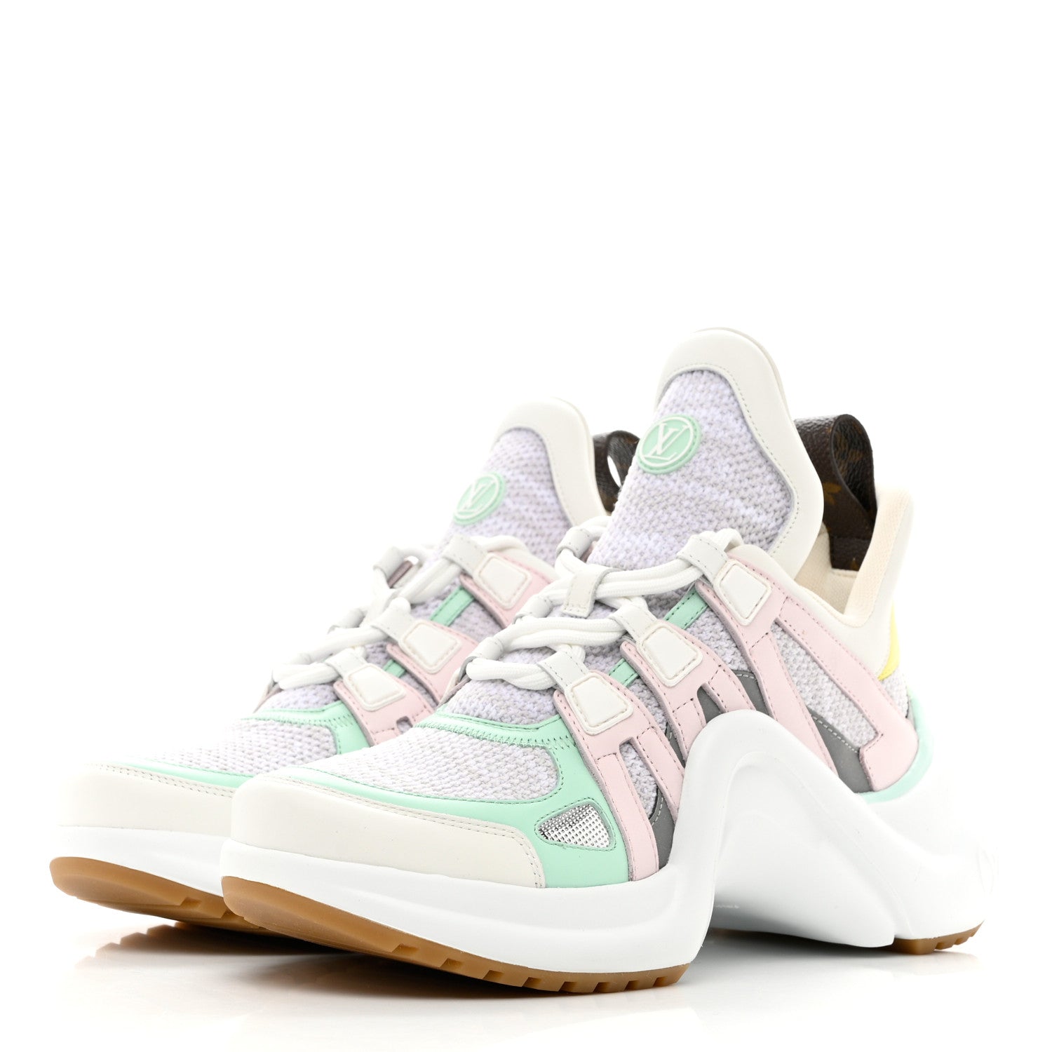 Louis Vuitton Calfskin Nylon LV Pop Archlight Sneaker 37.5 Yellow Pink Teal 3 of 9