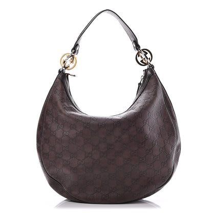 Gucci Guccissima Medium GG Twins Hobo Dark Brown 1 of 8