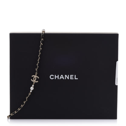 Chanel Pearl Crystal Lambskin CC Long Necklace Gold Black 6 of 6