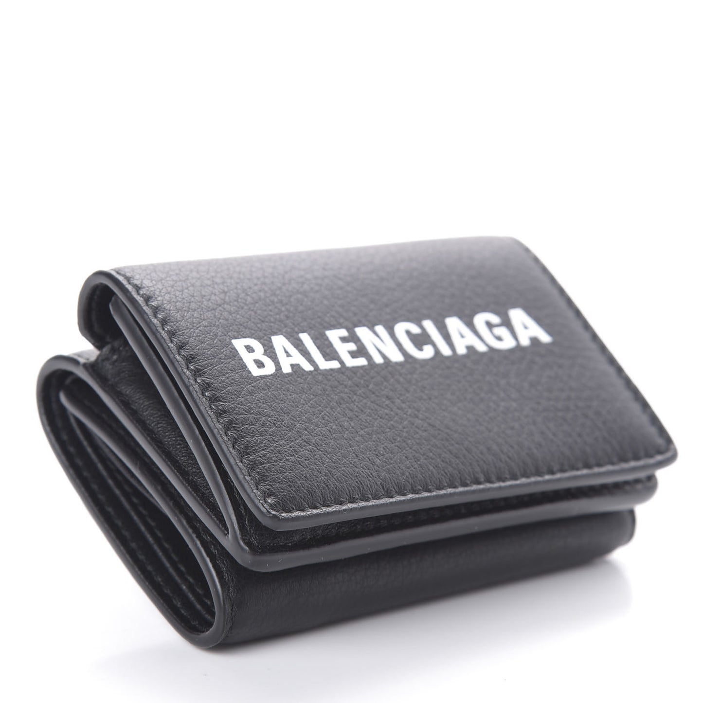 Calfskin Logo Everyday Mini Wallet Black