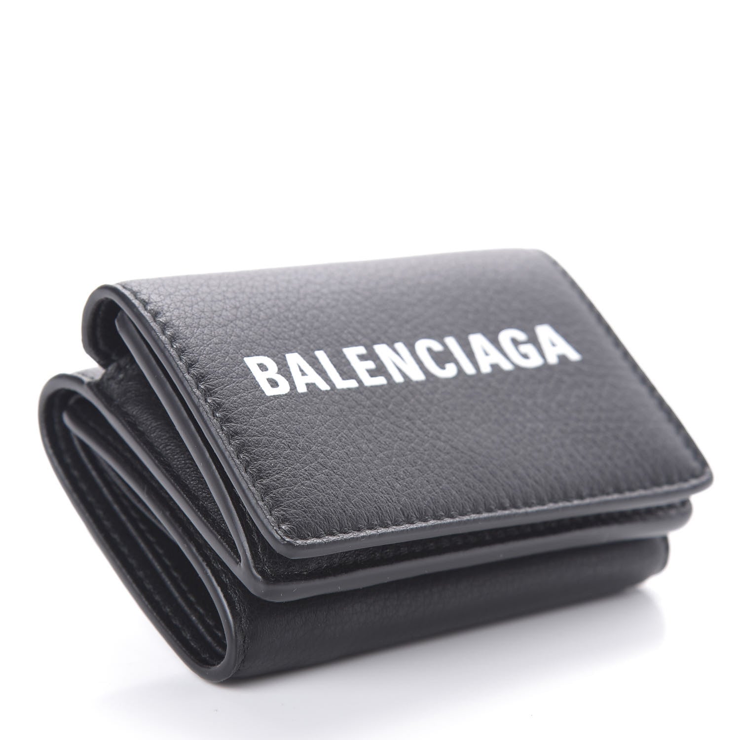 Balenciaga Calfskin Logo Everyday Mini Wallet Black 4 of 6