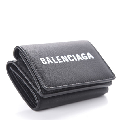 Balenciaga Calfskin Logo Everyday Mini Wallet Black 4 of 6