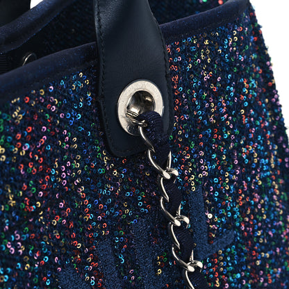 Chanel Calfskin Sequin Medium Deauville Tote Blue Multicolor 11 of 11