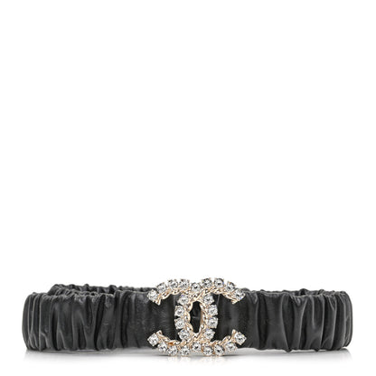 Chanel Calfskin Strass Ruched Rope CC Belt 85 34 Black 1 of 6