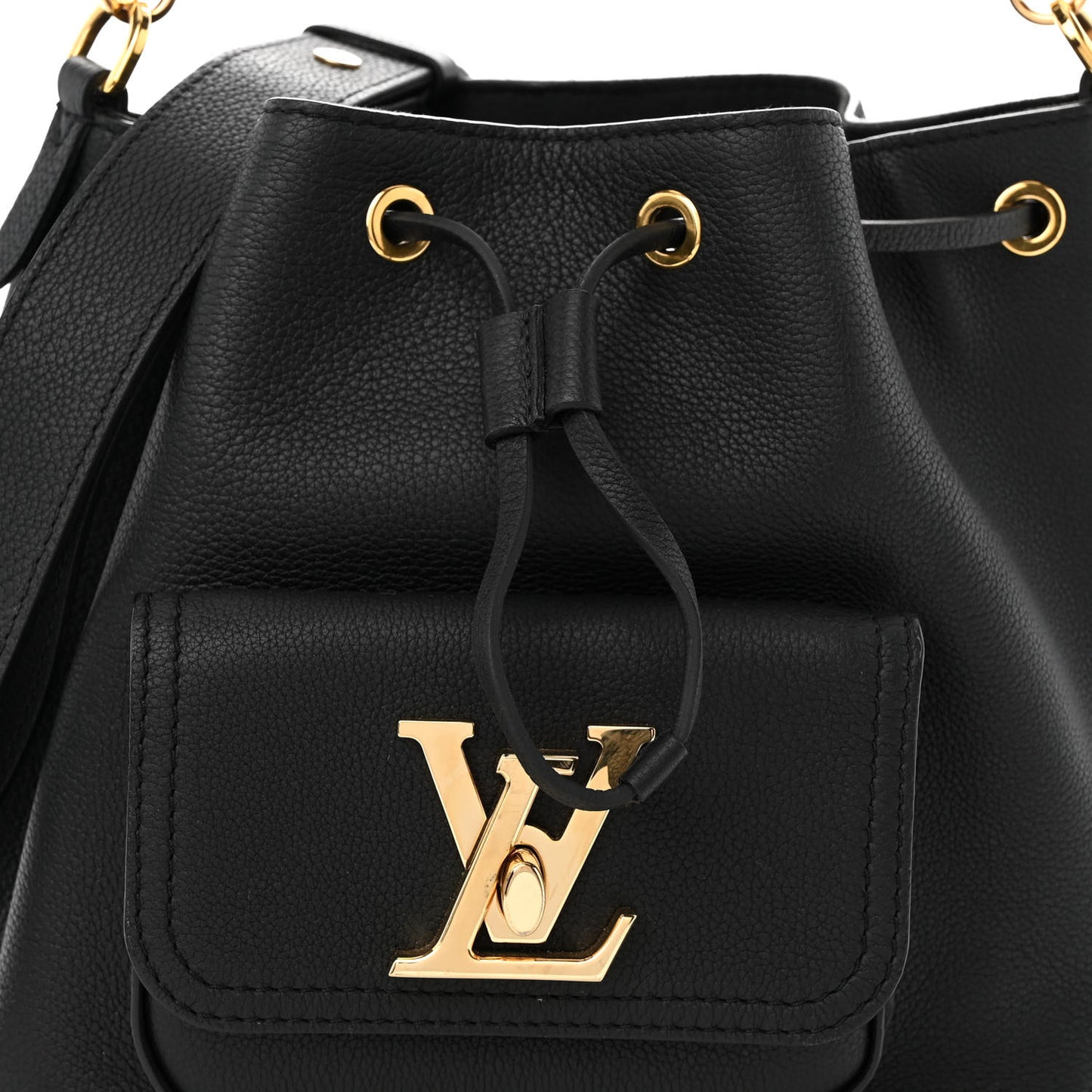 Calfskin Lockme Bucket MM Black