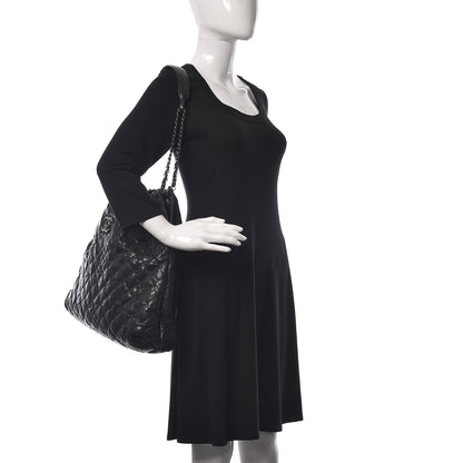 Chanel Distressed Glazed Caviar Quilted Large Elastic Tote Black 2 of 10