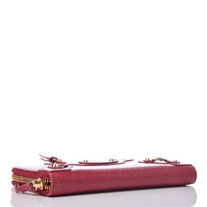 Balenciaga Agneau Classic Gold Hardware Continental Zip Around Wallet Rouge Sapphire 4 of 15
