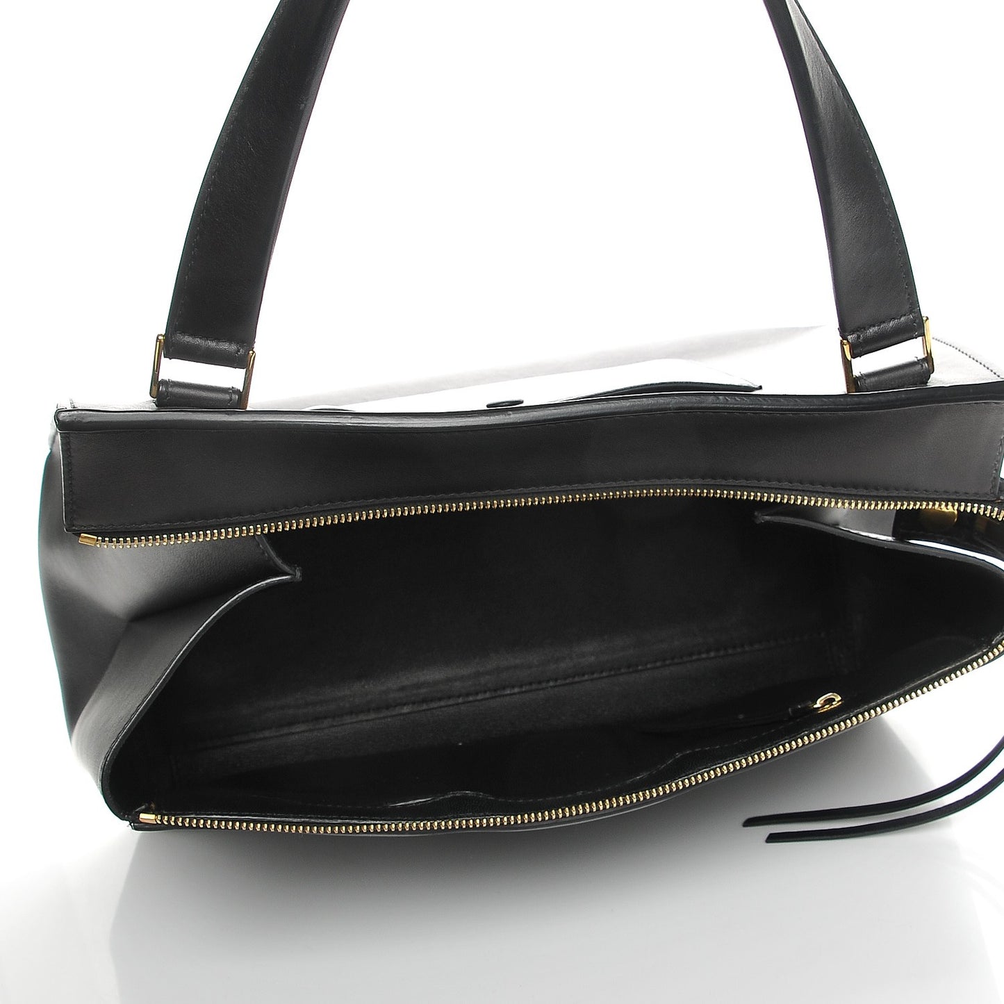 Smooth Calfskin Medium Bi-Color Edge Shoulder Bag Black Navy