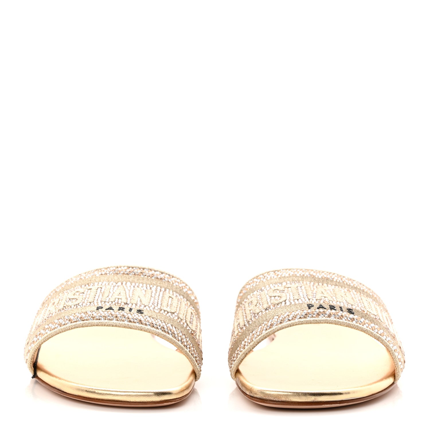 Christian Dior Cotton Strass Embroidered Dway Slide Sandals 40