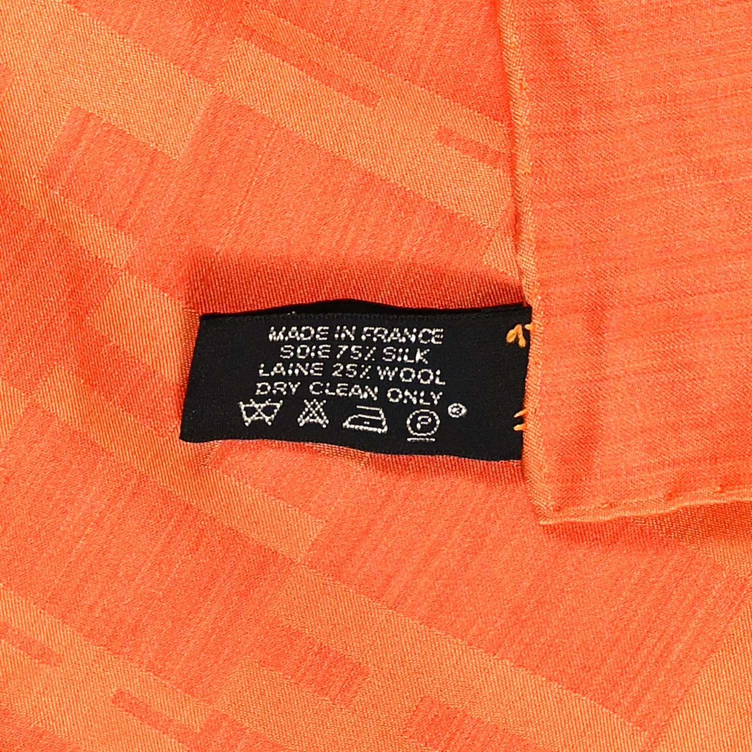Hermes Silk Wool Faconnee Grand H Scarf Orange Vif 3 of 4