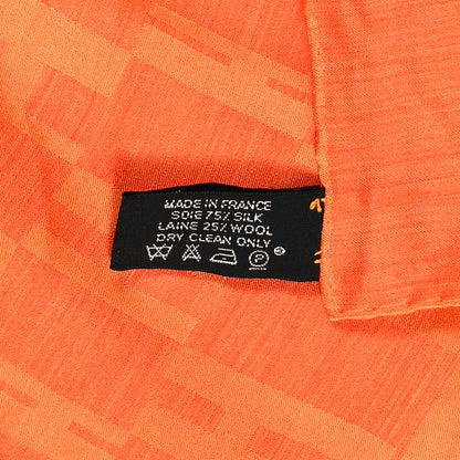 Hermes Silk Wool Faconnee Grand H Scarf Orange Vif 3 of 4