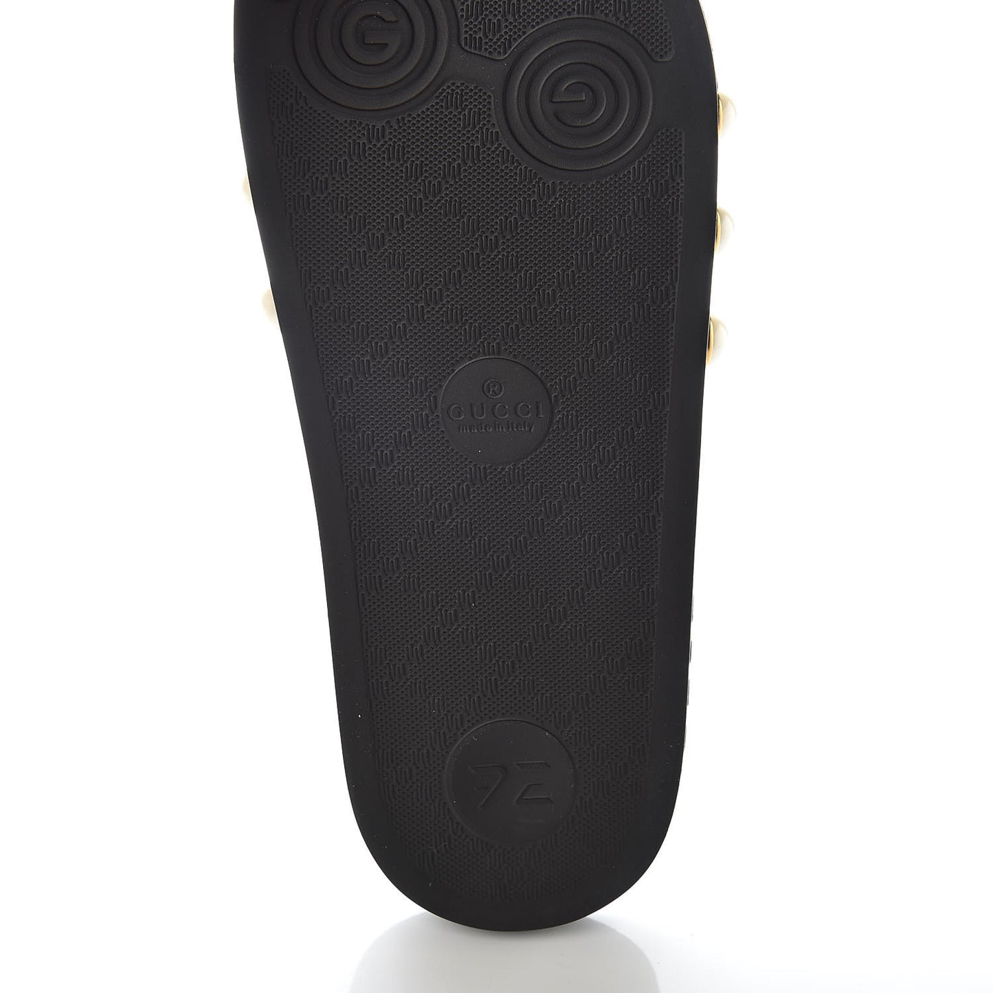 GG Supreme Monogram Pearls Slide Sandals 36 Beige