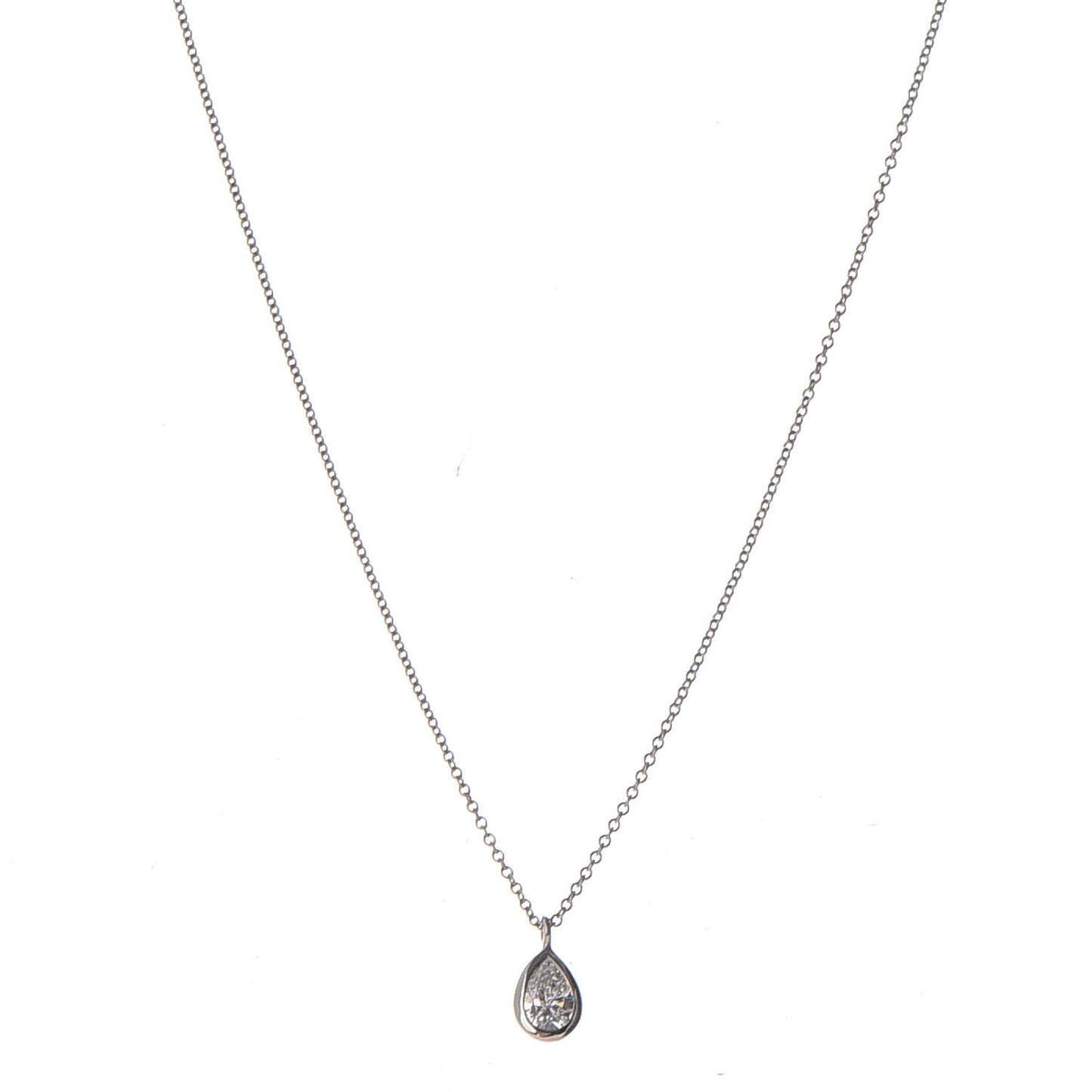 Platinum Diamond .40ct Elsa Peretti Diamonds By The Yard Pear Shape Necklace