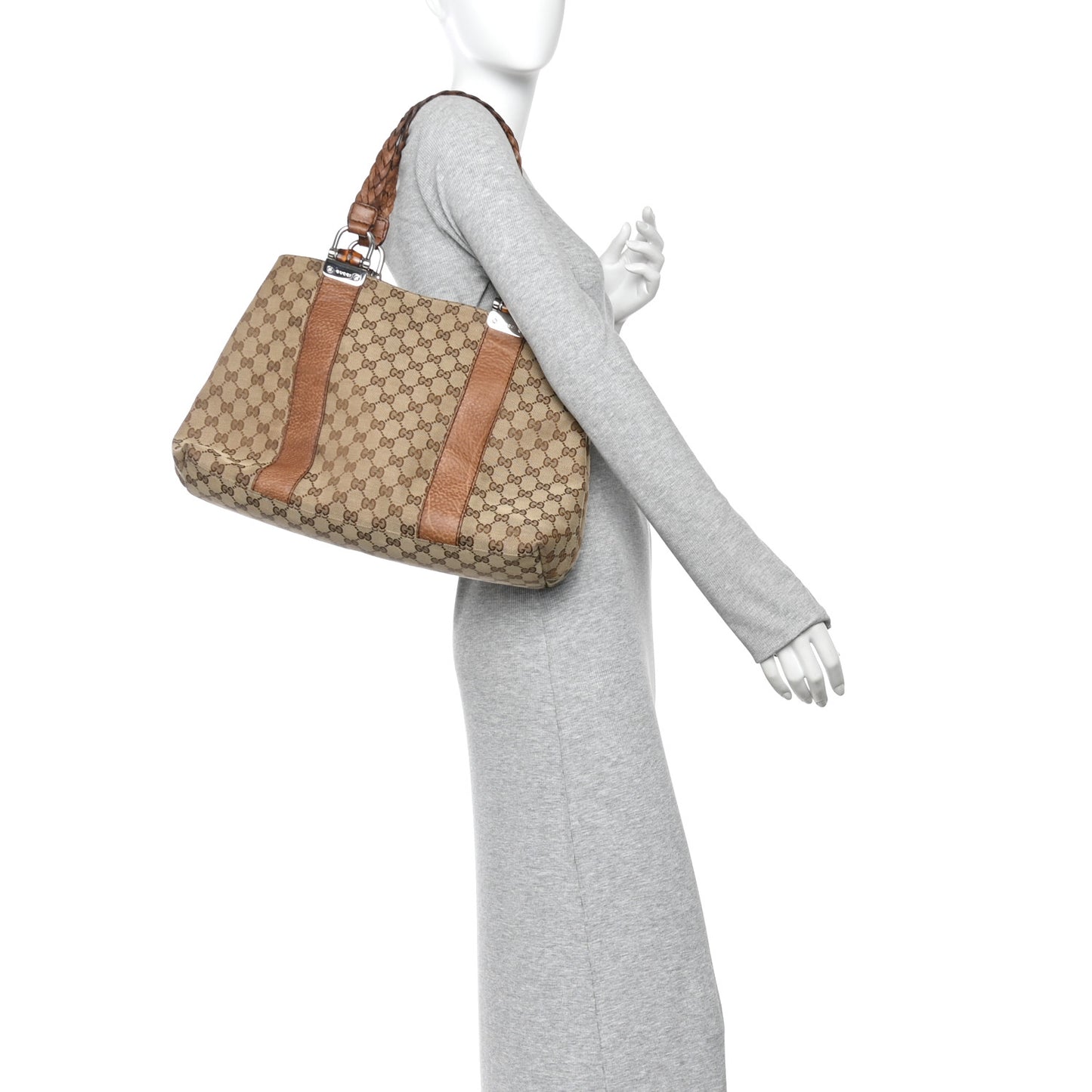Monogram Medium Bamboo Bar Tote Brown