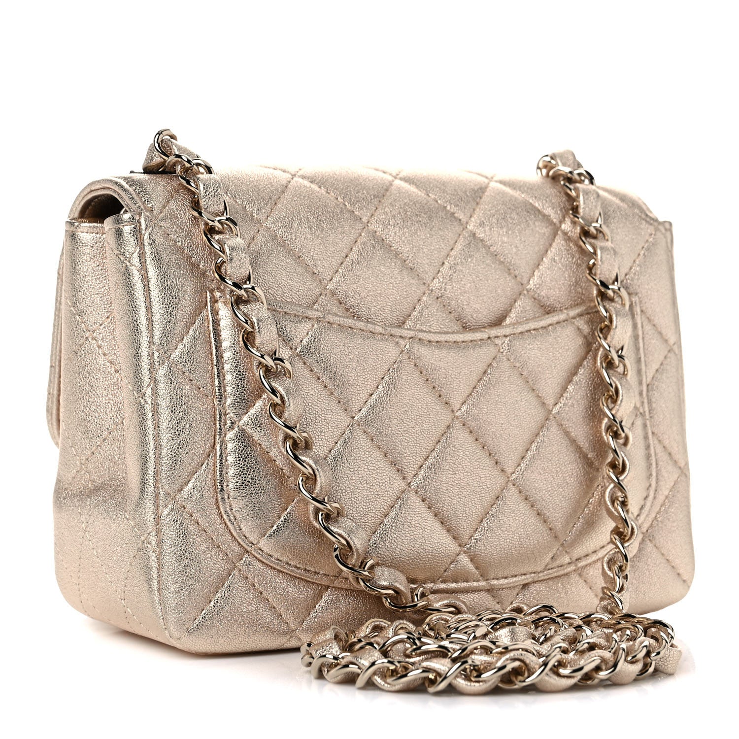 Chanel Metallic Lambskin Quilted Mini Square Flap Gold 4 of 8