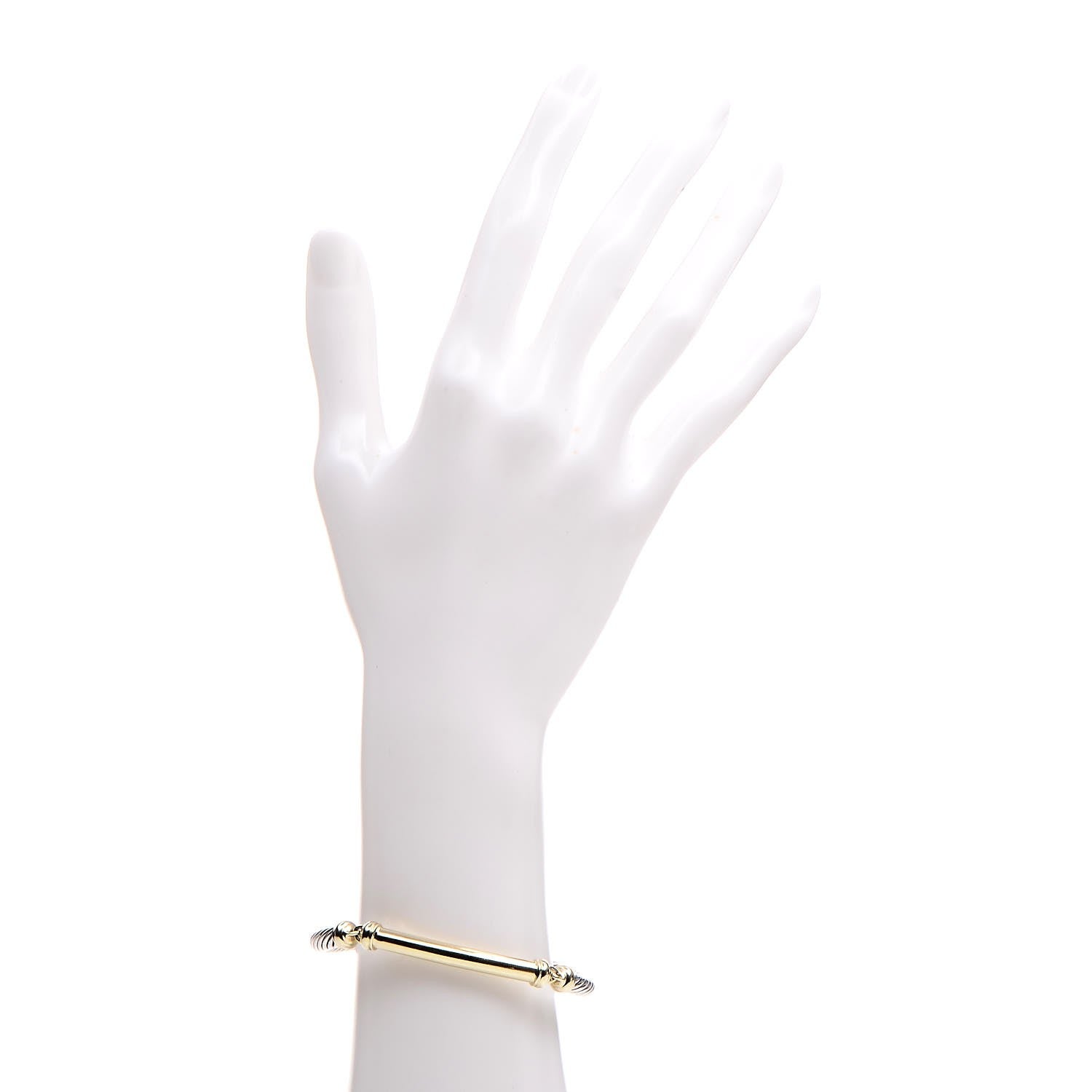David Yurman Sterling Silver 14K Yellow Gold 5mm Metro Cable Bracelet 2 of 5