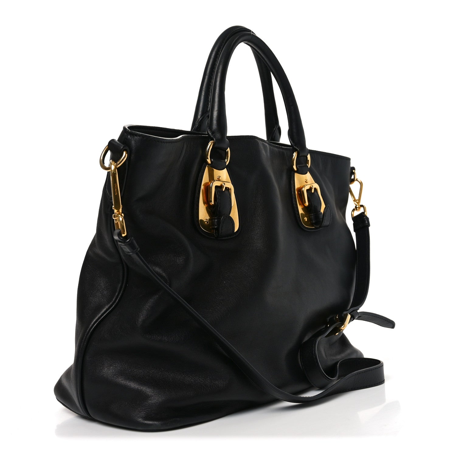 Prada Soft Calfskin Shopping Tote Black 5 of 17