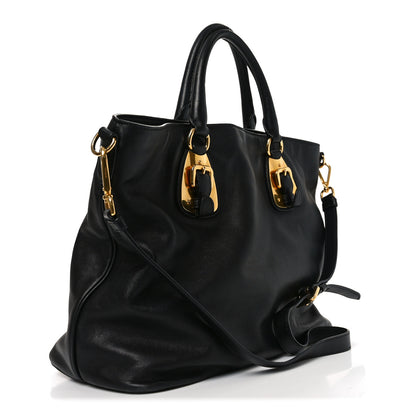 Prada Soft Calfskin Shopping Tote Black 5 of 17