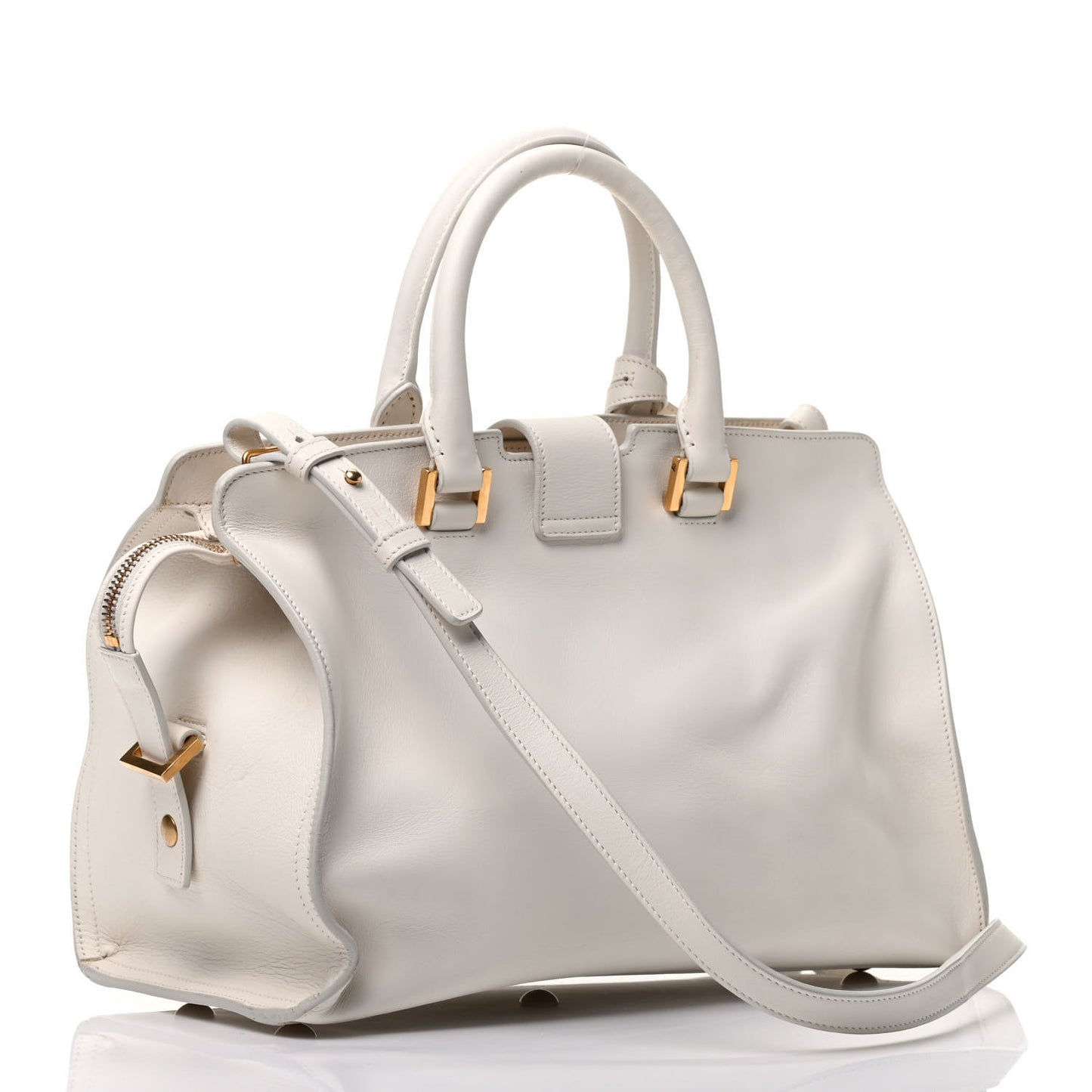 Calfskin Small Classic Y Cabas White
