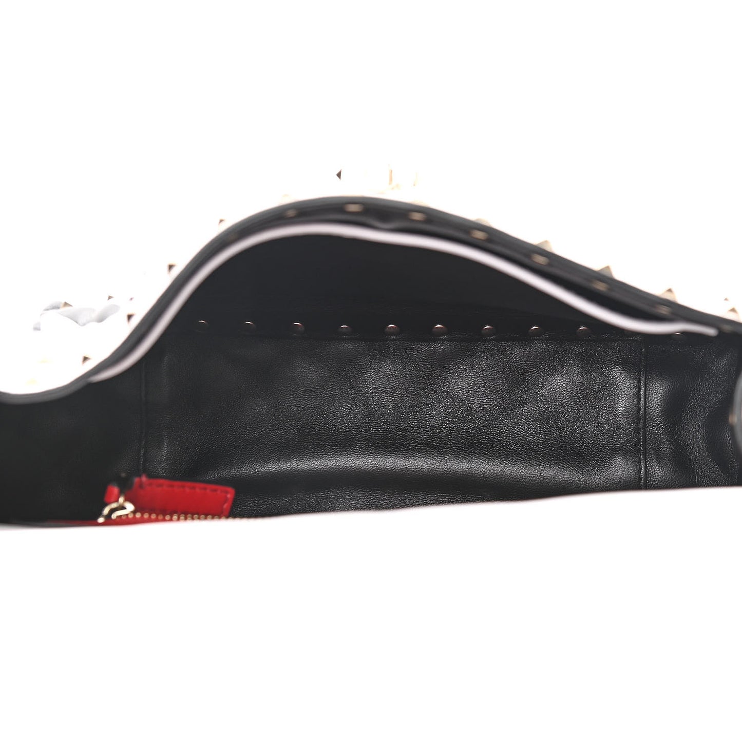 Lambskin VLTN Print Medium Rockstud Spike Shoulder Bag Optic White Black