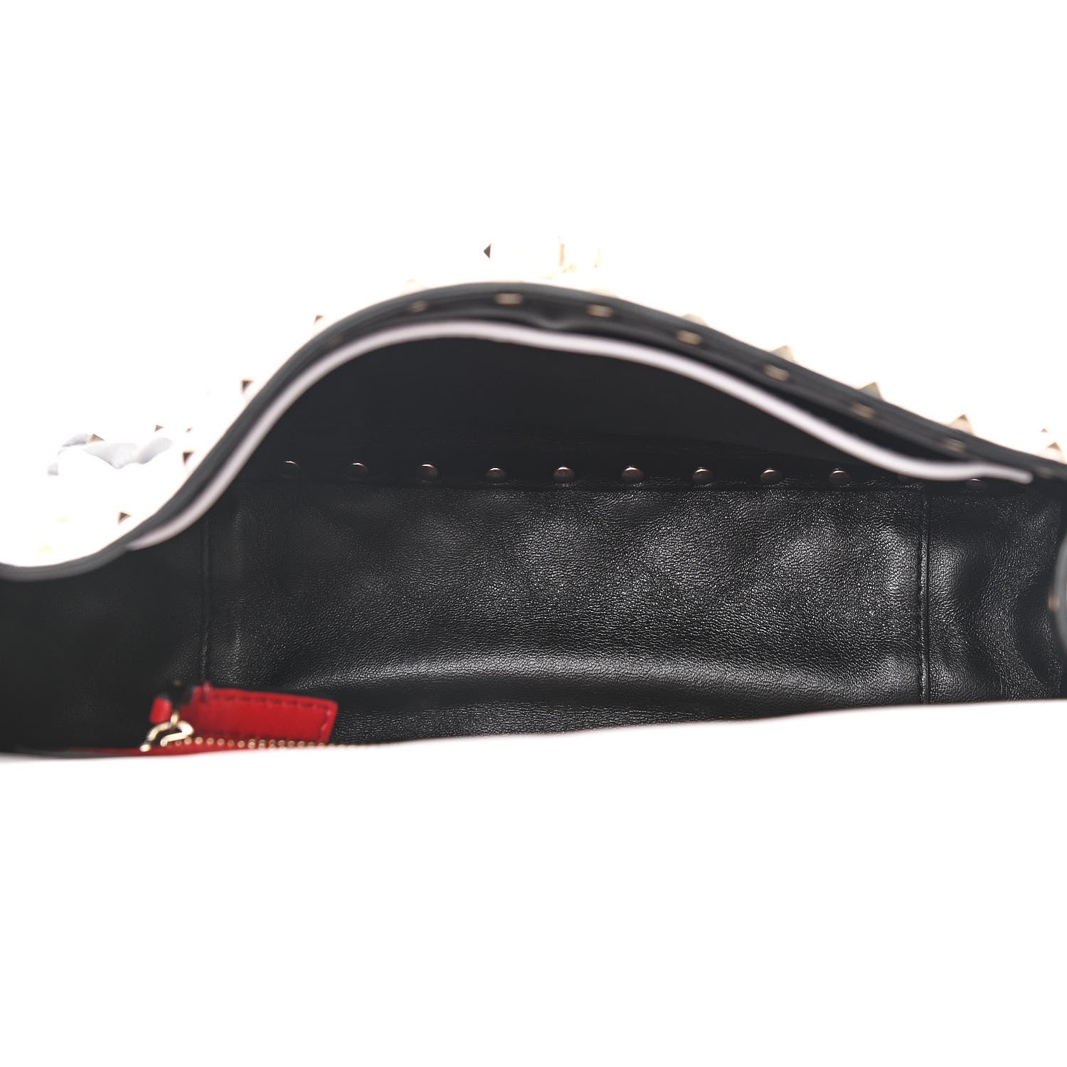 Valentino Garavani Lambskin VLTN Print Medium Rockstud Spike Shoulder Bag Optic White Black 5 of 9