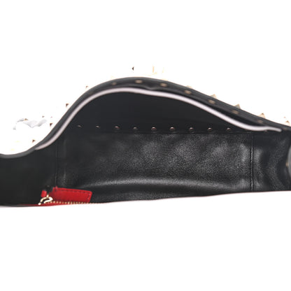 Valentino Garavani Lambskin VLTN Print Medium Rockstud Spike Shoulder Bag Optic White Black 5 of 9