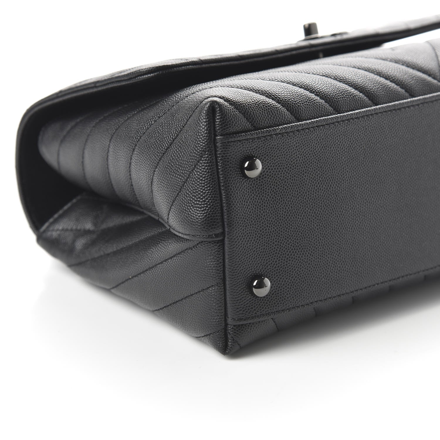 Chanel Caviar Chevron Quilted Small Coco Handle Flap So Black 6 of 11