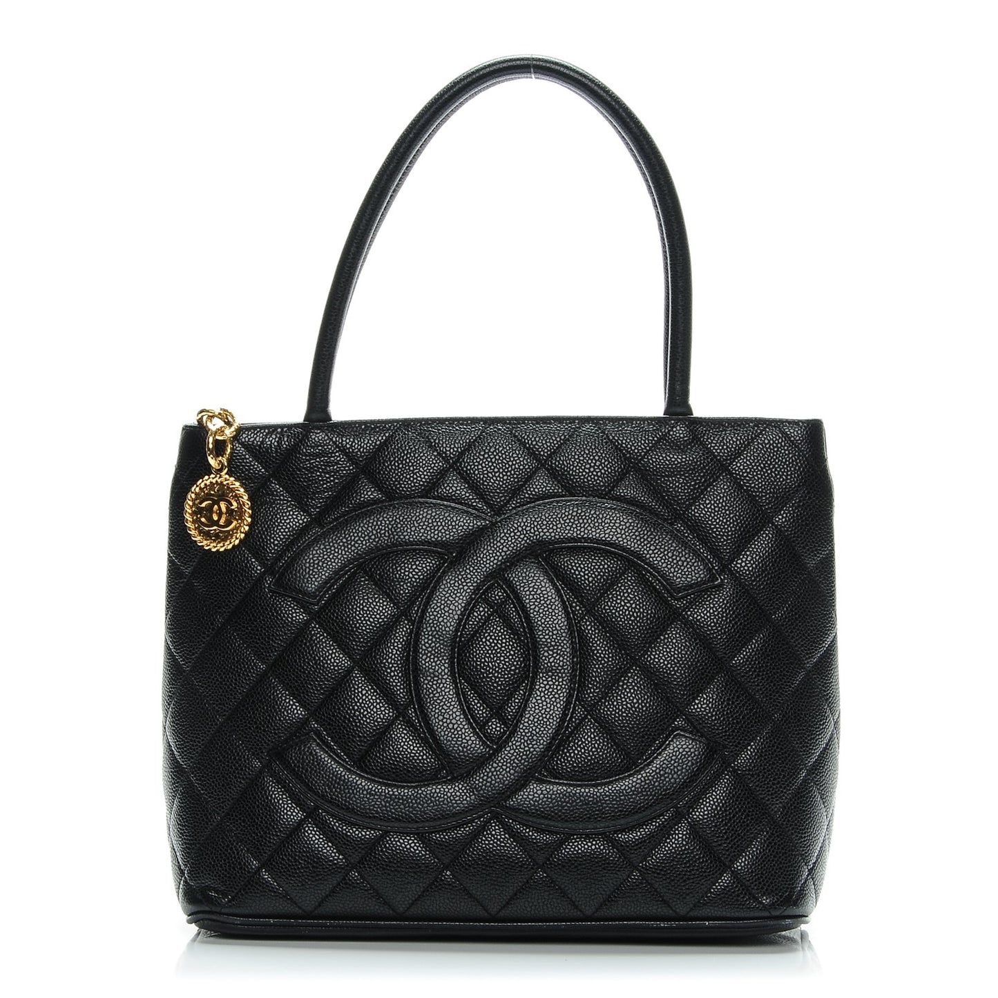 Caviar Quilted Medallion Tote Black