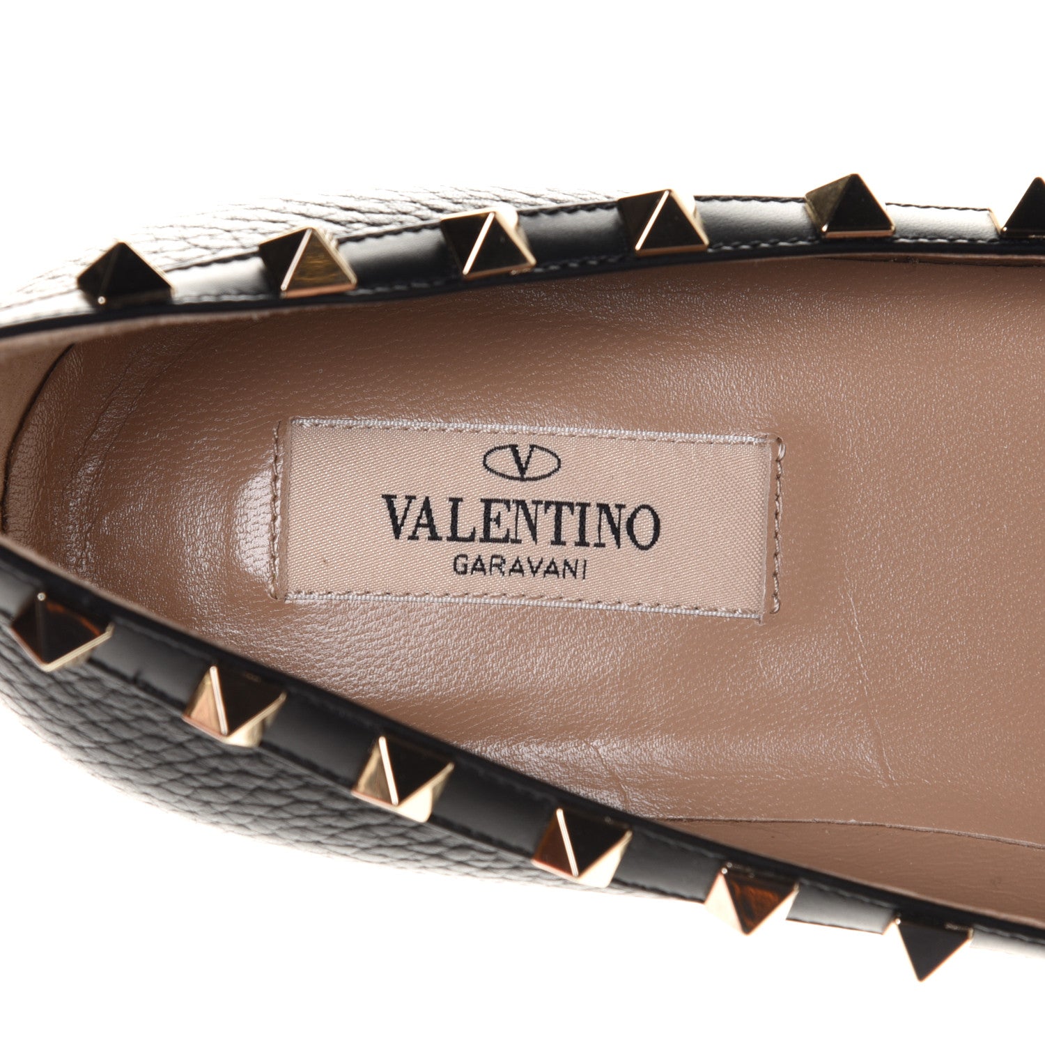 Valentino Garavani Pebbled Calfskin Rockstud Ballerina Flats 39 Black 7 of 7